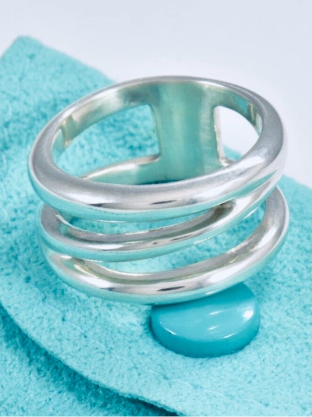 Tiffany & Co. Authentic 925 Sterling Triple-Band Zig Zag Ring ✨w/Pouch✨EUC✨